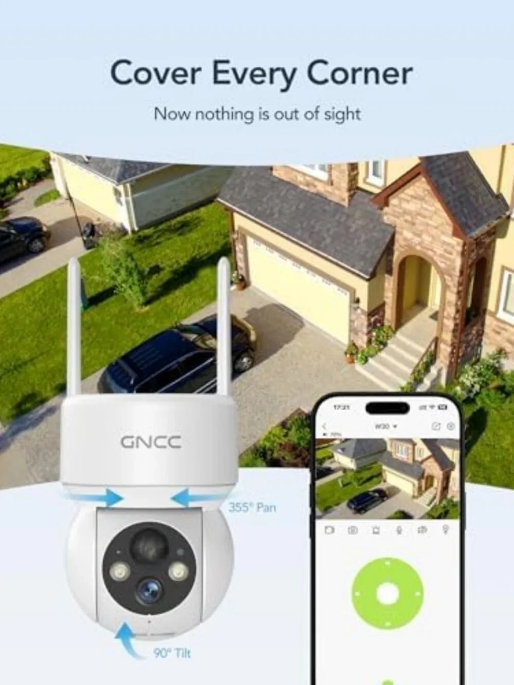 2-Pack Solar Security Cameras with 2.4G WiFi & Color Night Vision - Outdoor